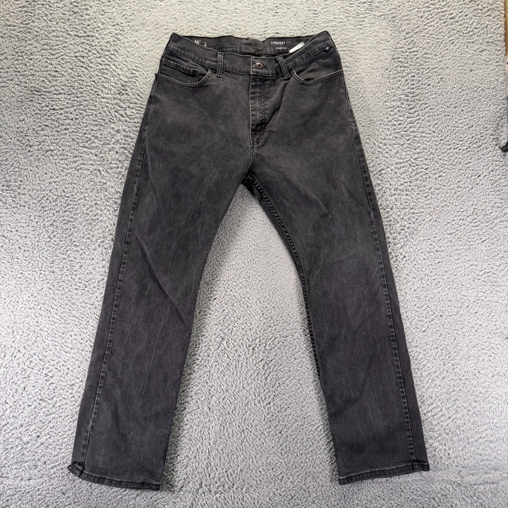 Nautica Jeans Mens 36x30 Black Cotton Denim Straight Workwear Travel Stretch